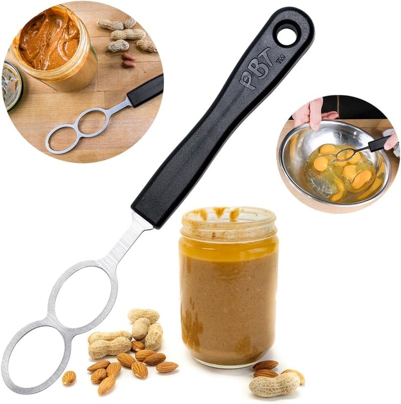 PBT - Peanut Butter Mixer, Stainless Steel Stirring Tool for Natural Peanut Butter, Dough, Yogurt, Sauces, and More - Fits Any Container Size, Less Mess, Dishwasher Safe (BLACK) - Image 1
